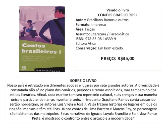 Livro - CONTOS BRASILEIROS I