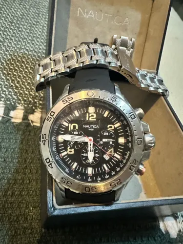 Relógio náutica. Pulseira borda e pulseira original + elos reserva.