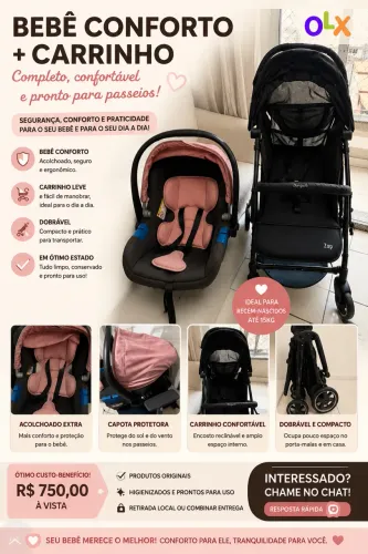 Carrinho + bebê conforto Burigotto