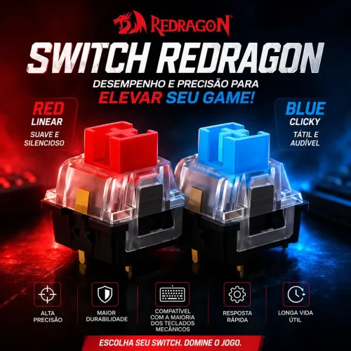 Kit Switch para Teclado Mecânico ReDragon 20 peças.