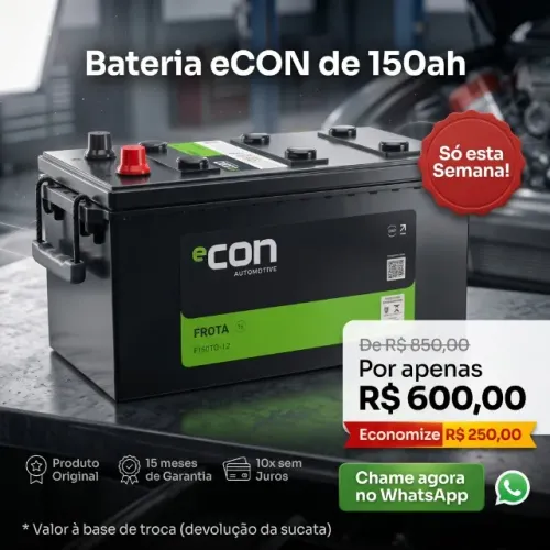 Bateria de 150ah, marca eCON, com 15 meses de Garantia
