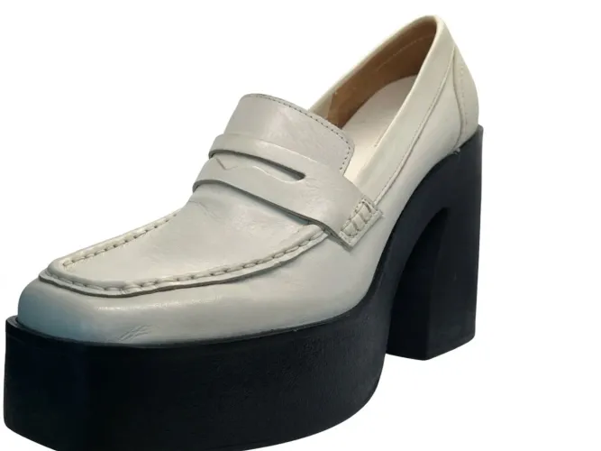 Mocassim Plataforma Santa Lolla Couro Branco - Novo (Esgotado)