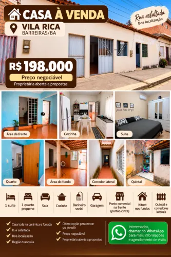 Casa à venda na Vila Rica - Barreiras/BA