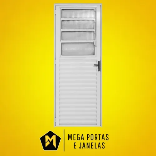 Porta Basculante Alumínio Branco - Linha 25 (Completa)