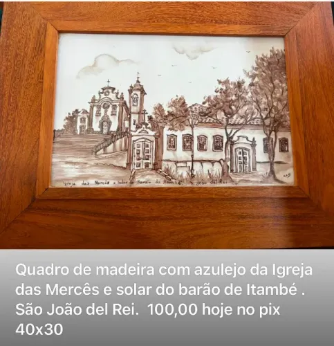 Quadro de madeira com arte no ajulejo Igreja das Merces retirar na Av Palmares SA