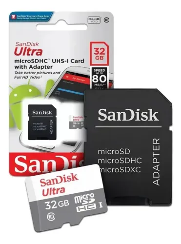 Cartão de Memória SanDisk Ultra 32GB microSD + Adaptador 80MB/s Classe 10