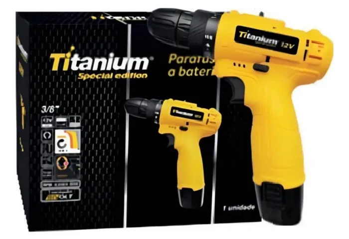 Parafusadeira Furadeira 12v 3/8pol 1,2ah Titanium 110V/220V