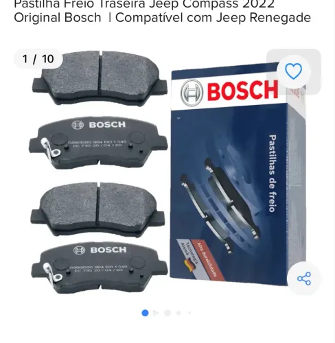 Pastilhas de freio traseira, Bosch, para Renegade ou Compass