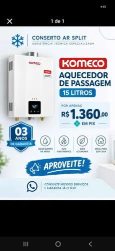 Aquecedor de Passagem, 15 litros <br><br>Aquecedor de Passagem, 15 litros