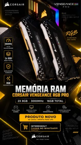 Memória RAM Corsair Vengeance RGB Pro 16GB (2x8GB) - Nova