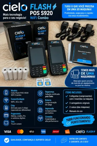 VENDO MAQUININHAS CIELO FLASH 3G + 4G E WIFI! Novas, nunca configuradas e usadas.