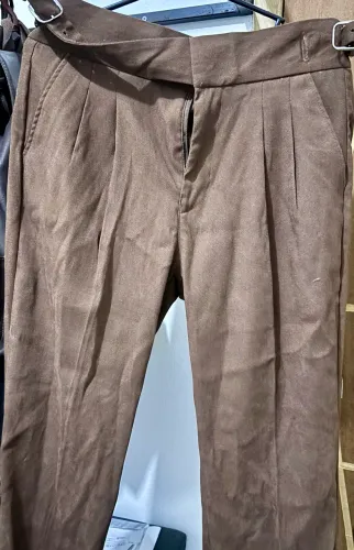 Calça Gurkha Masculina Marrom Alfaiataria Cintura Ajustável - Nova