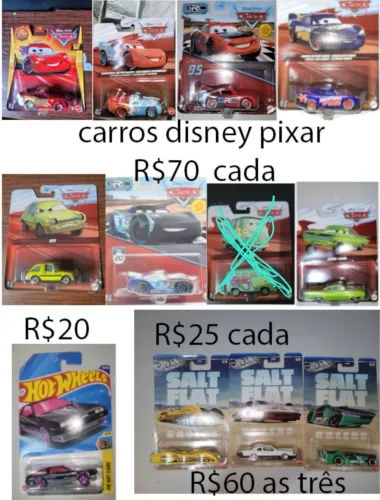 Miniaturas carrinhos hot wheels disney pixar cars