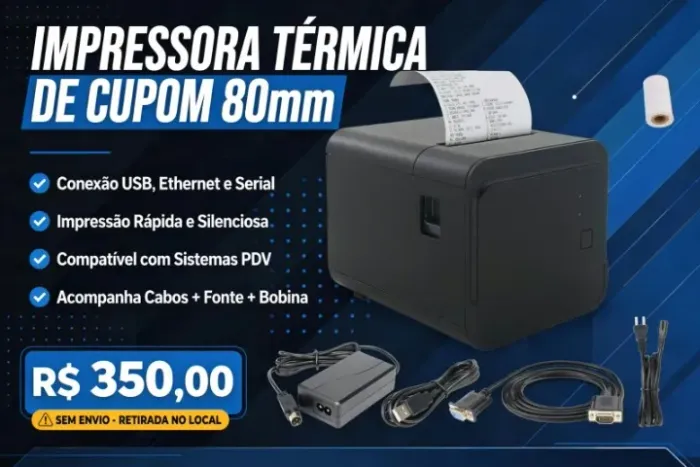 Impressora Térmica De Cupom 80mm Com Usb, Ethernet E Serial