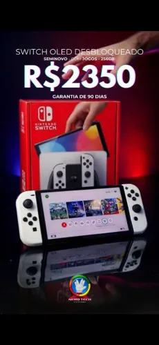Switch oled desbloqueado 256gb com garantia 
