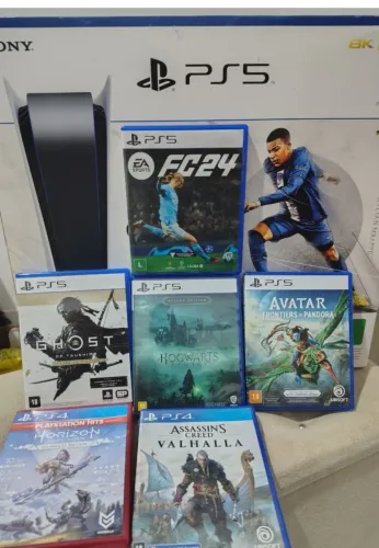 Ps5 com 2 controles e 6 jogos mídia física 