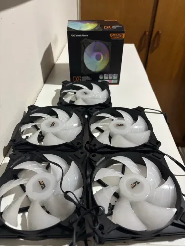 Kit 4 Fans DarkFlash CX6 Aurora Spectrum RGB Preto - Excelente Estado