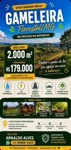 CHÁCARA OPORTUNIDADE 2.000M2 FLORESTAL