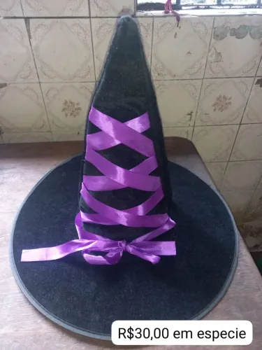 Chapéu tule veludo Halloween