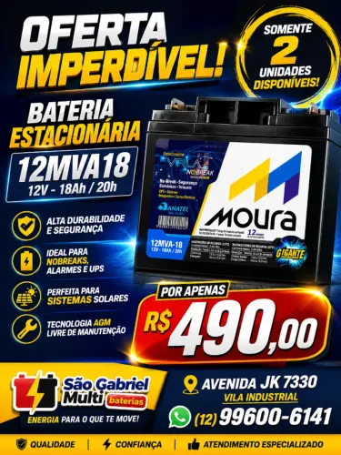 Bateria estacionária Moura 18ah 12MVA18