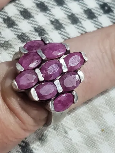 Anel de Prata 925 com Pedras Rosadas - Estilo Cacho / Flor