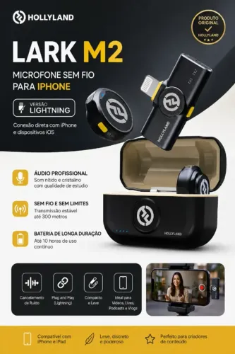 MICROFONE HOLLYLAND LARK M2 P/ IPHONE