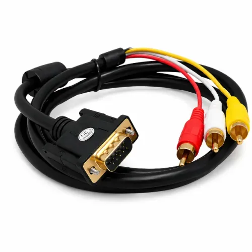 Cabo VGA Para 3 RCA Áudio e Vídeo 1,5 Metros - Novo - Ditudo Tech e Variedades