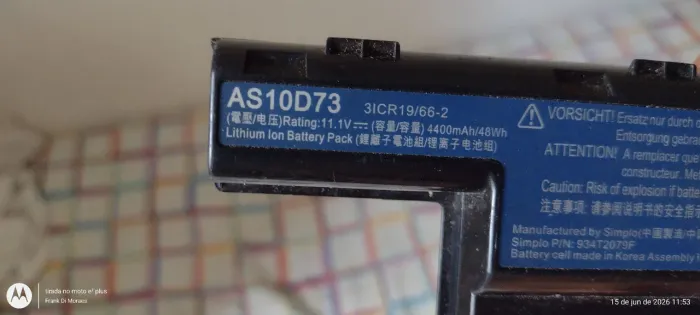 Bateria para notebook Acer (usada)
