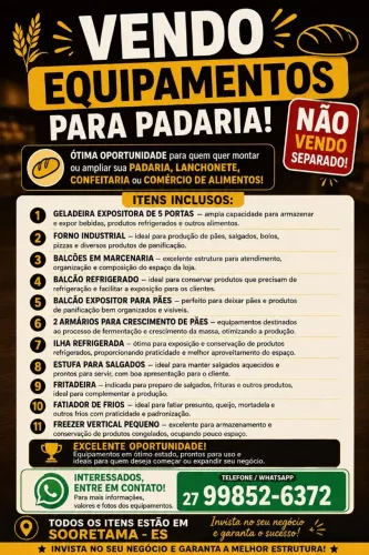 Não vendo separado! Itens para padaria