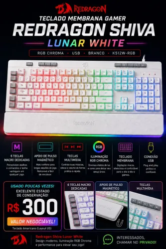 Teclado Gamer Redragon Shiva Lunar White