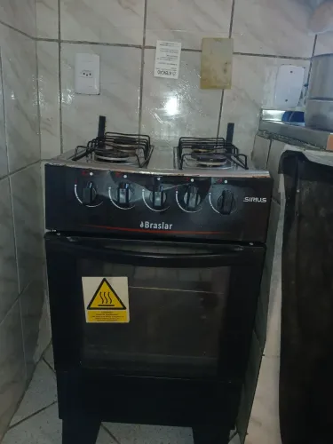 Fogão New Sirius 4 Bocas Manual Mesa em Inox Forno Easy Clean Braslar