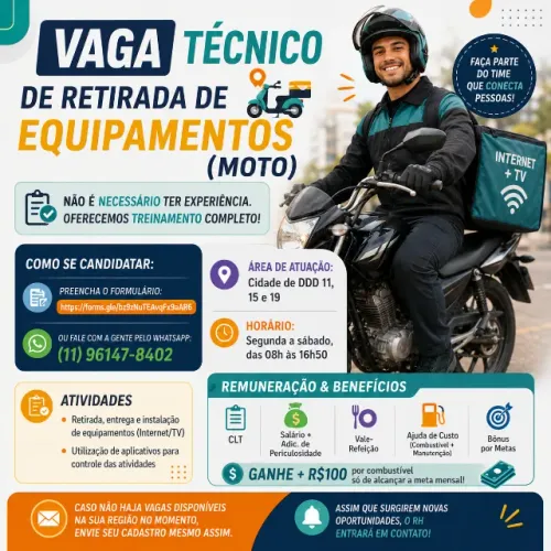 Motociclista Instalador porto feliz