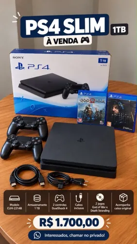 PlayStation 4 Slim 1Tera Jogos na Caixa em estado de NOVO ?