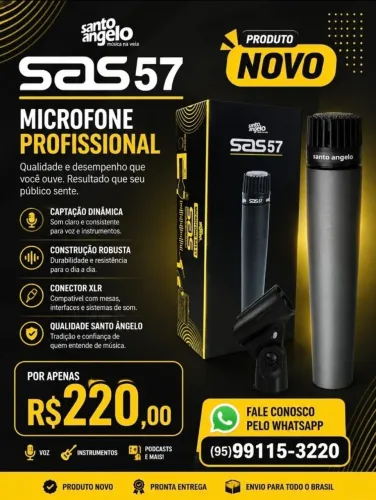 Vende-se microfone c/ fio Santo Ângelo SAS57