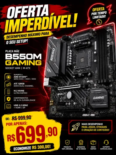 Placa Mãe B550M Gaming AM4 