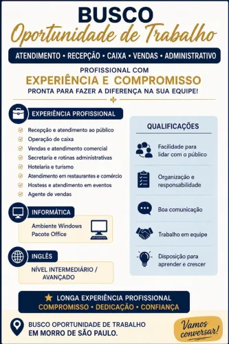 Disponível para trabalho.