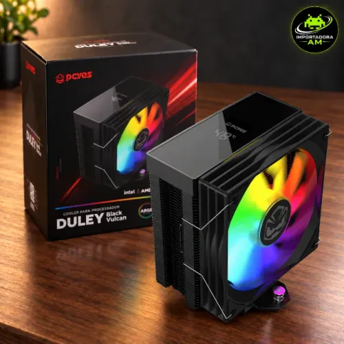 Cooler PCYES Duley Black Vulcan ARGB com Display Digital - 1 Ano de Garantia
