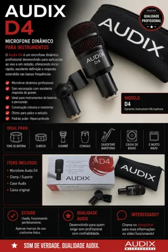 Microfone Audix D4 (ideal para surdo)