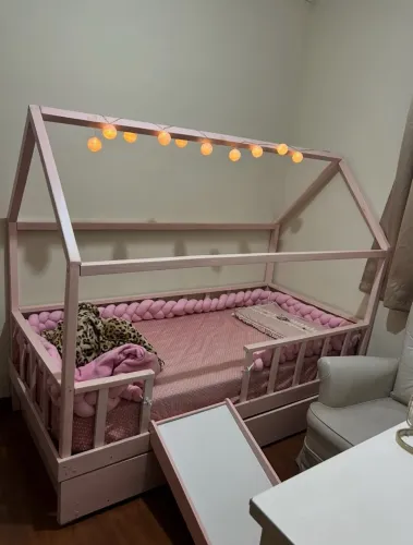 Cama infantil menina casinha madeira