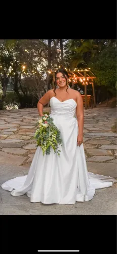 VESTIDO NOIVA MINIMALISTA ALTA COSTURA - tafetá- 44