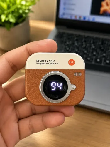 Fone sem fio estilo câmera retro