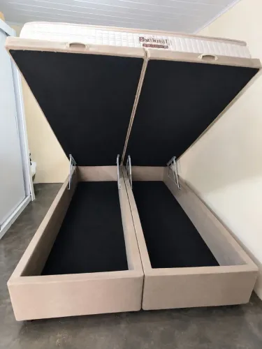 Cama Baú Queen Completa com Cabeceira + Colchão - Pouco Uso