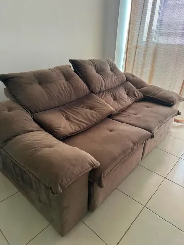 Sofá Retrátil 2 Lugares Suede Marrom