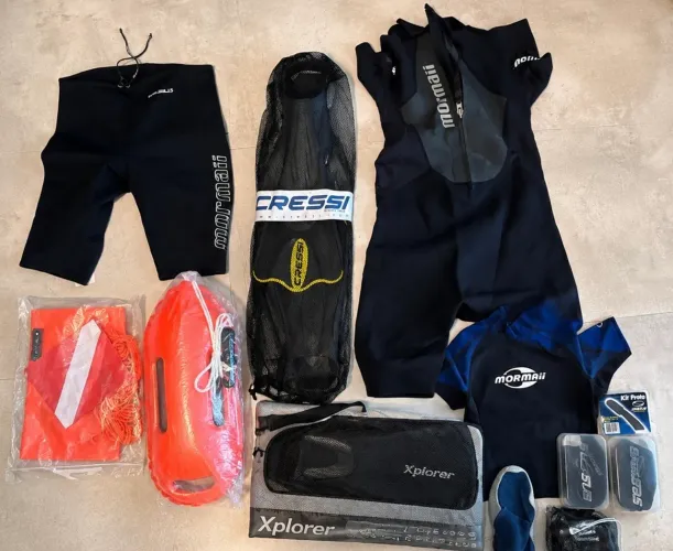 Kit Completo Mergulho / Natação Águas Abertas - Mormaii, Cressi e Seasub
