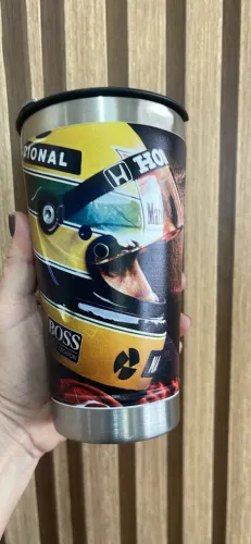 Copo Ayrton Senna térmico gravação Uv, vários Temas disponíveis