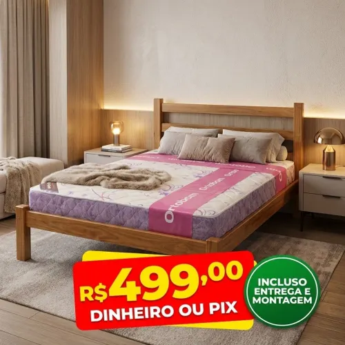 Cama Casal R$ 499,00 Madeira Angelim Entrega Grátis