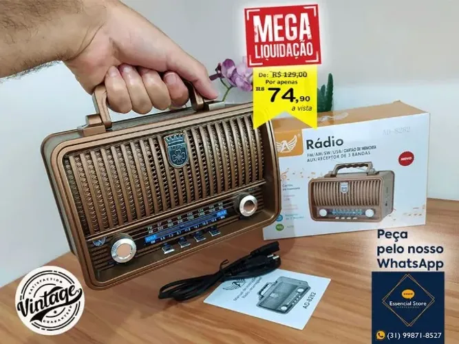 Caixa de som bluetooth Radio Retro Vintage FM Am Mp3 - SUPER PROMOÇÃO!