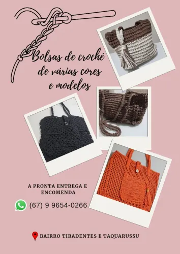 Bolsas de croché à pronta entrega e por encomenda