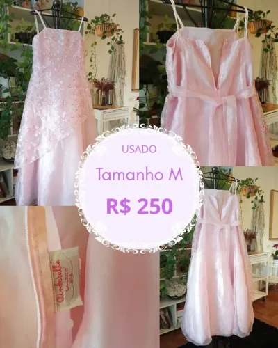 Vestido Social Rosa / Excelente Condição!