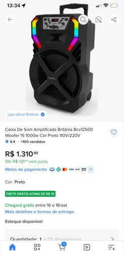 BRITANIA CAIXA ACÚSTICA BCX12500